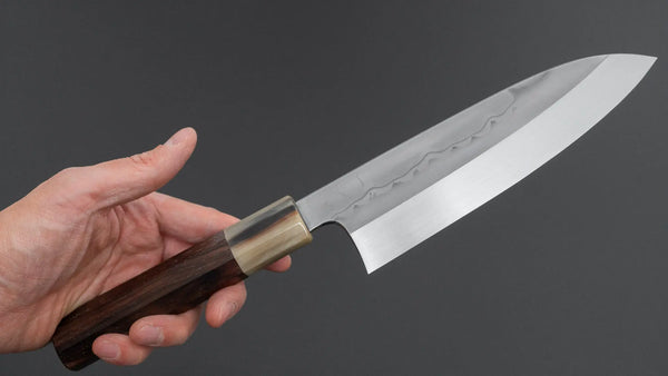 Hitohira Togashi White #1 Sanbonsugi Mizu Honyaki Santoku 180mm Taihei Makassar Ebony Handle (#145/ Saya) Product vendor