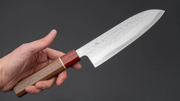 Hitohira Echizen SG2 Tsuchime Santoku 170mm Walnut Handle Product vendor