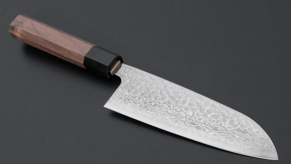 Hitohira Futana S3 Tsuchime Damascus Santoku 170mm Walnut Handle Product vendor