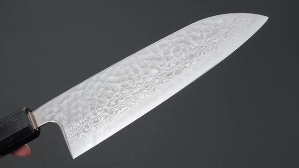 Hitohira Futana S3 Tsuchime Damascus Santoku 170mm Walnut Handle Product vendor