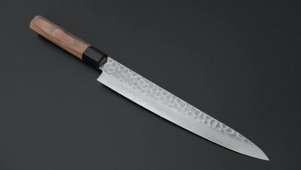 Hitohira HG Tsuchime Damascus Sujihiki 240mm Walnut Handle Product vendor