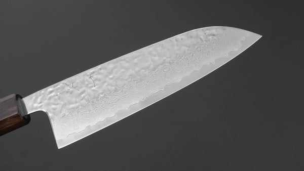 Hitohira Futana Stainless Polished Tsuchime Damascus Santoku 170mm Tagayasan Handle Product vendor