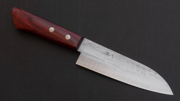 Hitohira NM Tsuchime Santoku 130mm Wine Pakka Handle (No Bolster) Product vendor