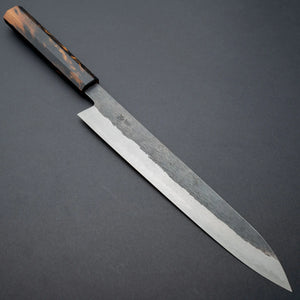 Isamitsu White #1 Stainless Clad Kurouchi Sujihiki 270mm Black and White Ebony Handle Product vendor