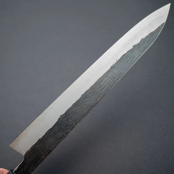 Isamitsu White #1 Stainless Clad Kurouchi Sujihiki 270mm Black and White Ebony Handle Product vendor
