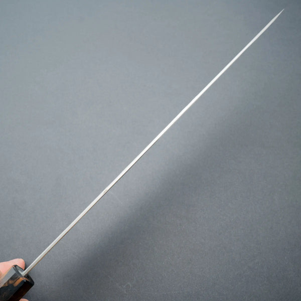 Isamitsu White #1 Stainless Clad Kurouchi Sujihiki 270mm Black and White Ebony Handle Product vendor