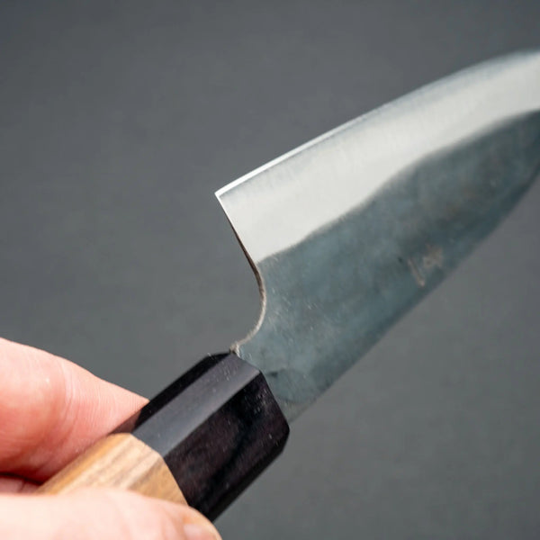 Hitohira Hizen Kurouchi Blue #1 Stainless Clad Gyuto 155mm Walnut Handle Product vendor