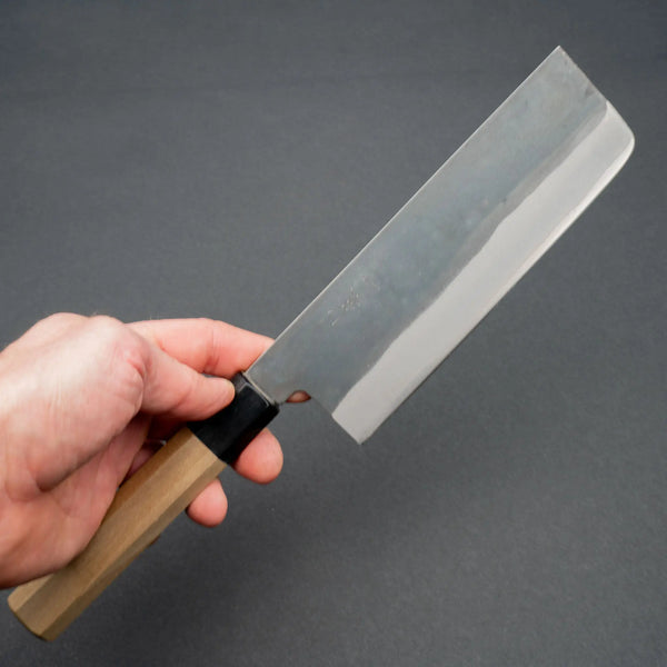 Hitohira Hizen Kurouchi Blue #1 Stainless Clad Nakiri 165mm Ho Wood Handle Product vendor