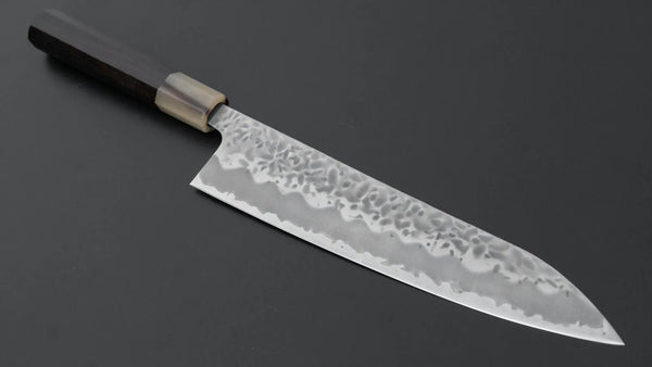 Hitohira Futana White #1 Migaki Tsuchime Gyuto 210mm Ebony Handle Product vendor