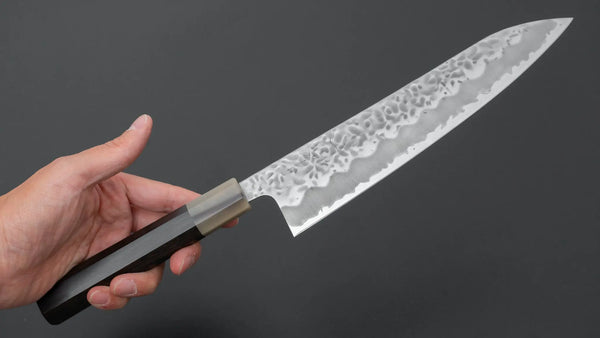 Hitohira Futana White #1 Migaki Tsuchime Gyuto 210mm Ebony Handle Product vendor