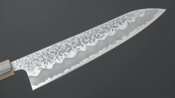 Hitohira Futana White #1 Migaki Tsuchime Gyuto 210mm Ebony Handle Product vendor