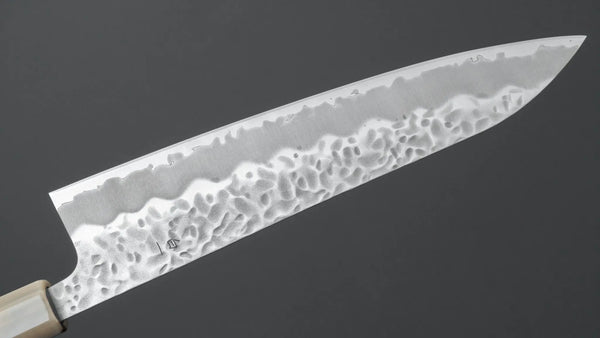 Hitohira Futana White #1 Migaki Tsuchime Gyuto 210mm Ebony Handle Product vendor