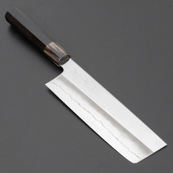 Hitohira Kikuchiyo Rou Silver #3 Mirror Polished Nakiri Ebony Handle Product vendor