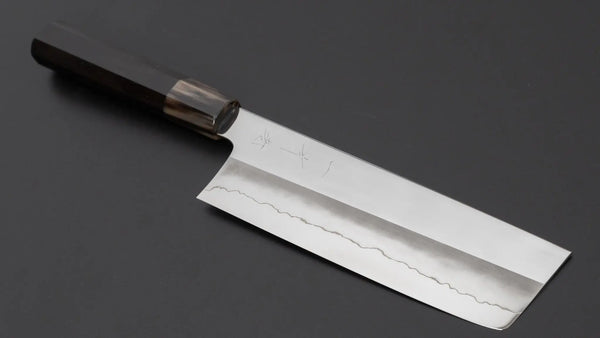 Hitohira Kikuchiyo Rou Silver #3 Mirror Polished Nakiri Ebony Handle Product vendor