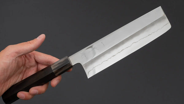 Hitohira Kikuchiyo Rou Silver #3 Mirror Polished Nakiri Ebony Handle Product vendor