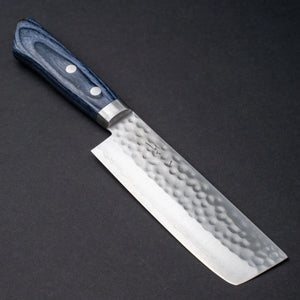 Hitohira NM V10 Tsuchime Damascus Nakiri 130mm Blue Pakka Handle Product vendor
