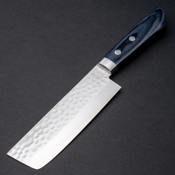 Hitohira NM V10 Tsuchime Damascus Nakiri 130mm Blue Pakka Handle Product vendor