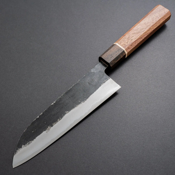 Hitohira Blue #1 Kurouchi Santoku 165mm Walnut Handle - Tetogi