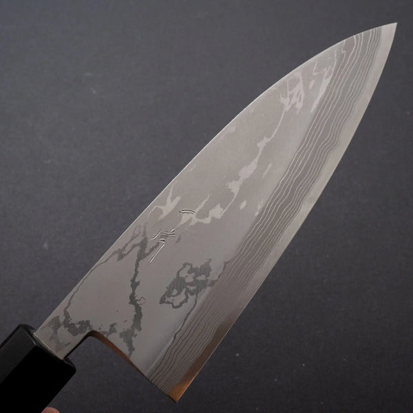 Hitohira Echizen Blue #2 Damascus Deba 150mm Wood Handle - Tetogi