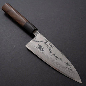 Hitohira Echizen Blue #2 Damascus Deba 150mm Wood Handle - Tetogi