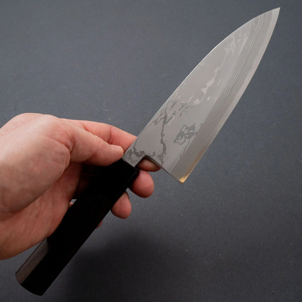 Hitohira Echizen Blue #2 Damascus Deba 150mm Wood Handle - Tetogi