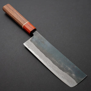 Hitohira Echizen NB White #2 Kurouchi Damascus Nakiri 165mm Walnut Handle (Rengas Ferrule) - Tetogi