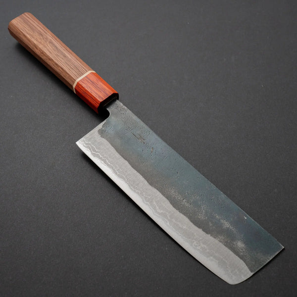 Hitohira Echizen NB White #2 Kurouchi Damascus Nakiri 165mm Walnut Handle (Rengas Ferrule) - Tetogi