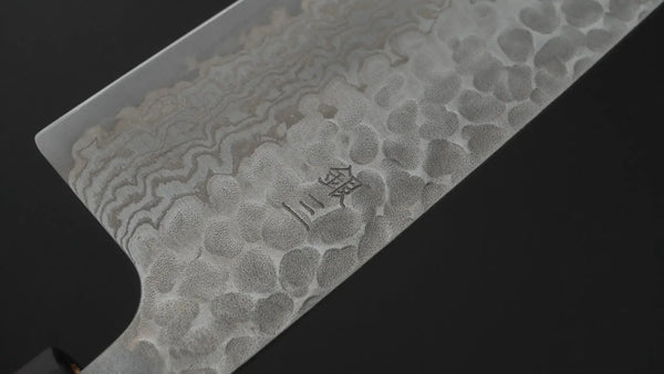 Hitohira Futana S3 Tsuchime Damascus Santoku 170mm Cherry Wood Handle - Tetogi