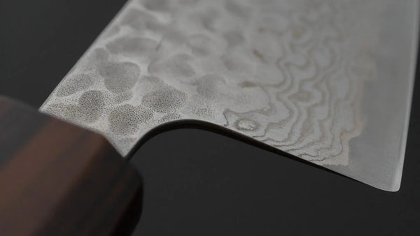 Hitohira Futana S3 Tsuchime Damascus Santoku 170mm Cherry Wood Handle - Tetogi