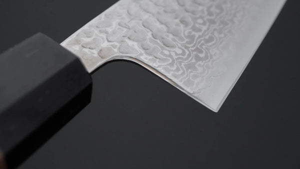 Hitohira Futana S3 Tsuchime Damascus Santoku 170mm Walnut Handle - Tetogi