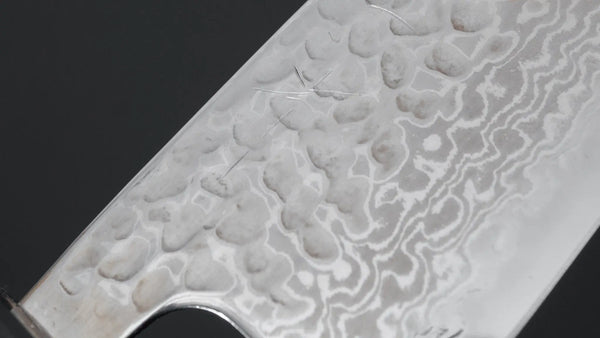 Hitohira Futana S3 Tsuchime Damascus Santoku 170mm Walnut Handle - Tetogi