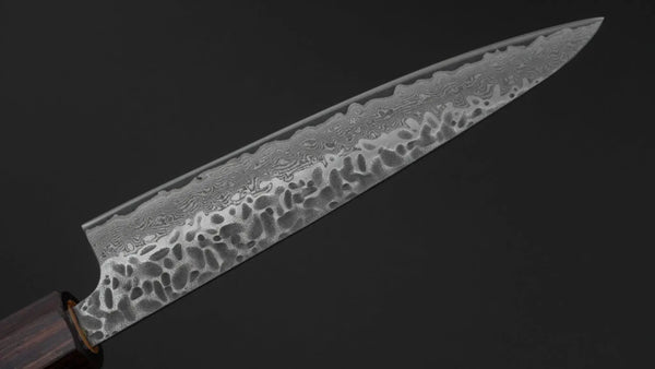 Hitohira Futana Stainless Tsuchime Damascus Petty 135mm Keyaki Zelkova Handle - Tetogi