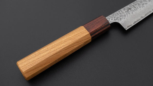 Hitohira Futana Stainless Tsuchime Damascus Petty 150mm Keyaki Zelkova Handle - Tetogi