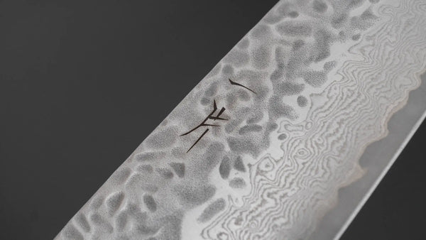 Hitohira Futana Stainless Tsuchime Damascus Santoku 170mm Keyaki Zelkova Handle - Tetogi
