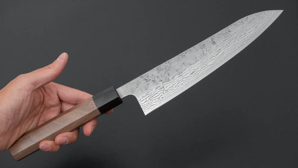 Hitohira Futana Swedish Stainless Nashiji Damascus Gyuto 210mm Walnut Handle - Tetogi