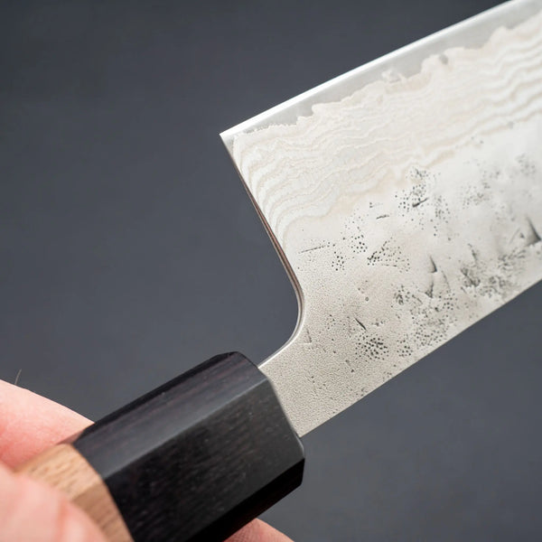 Hitohira Futana Swedish Stainless Nashiji Damascus Nakiri 165mm Walnut Handle - Tetogi