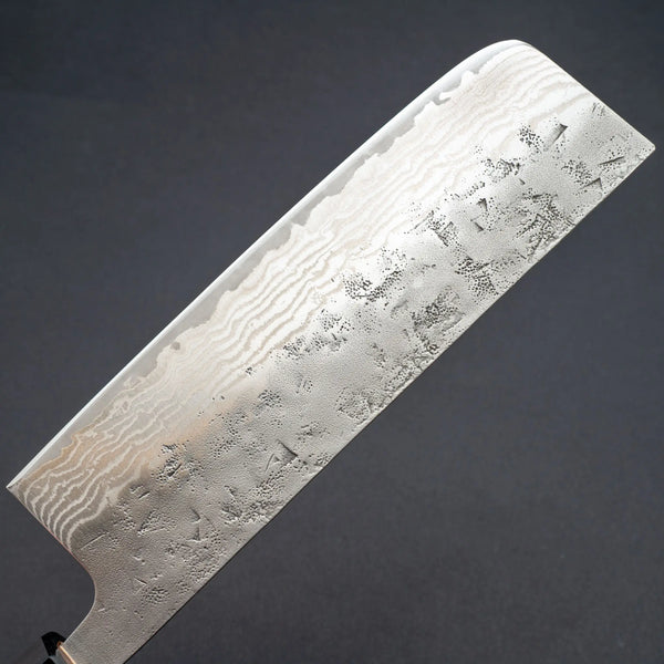 Hitohira Futana Swedish Stainless Nashiji Damascus Nakiri 165mm Walnut Handle - Tetogi