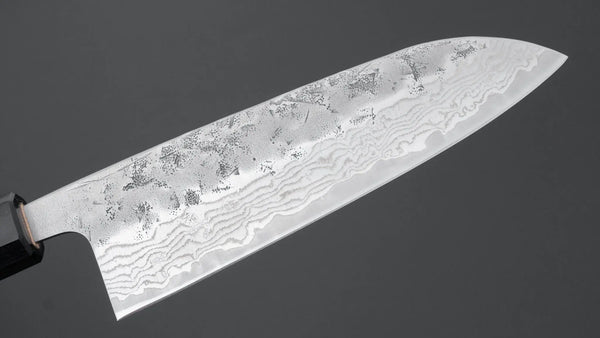 Hitohira Futana Swedish Stainless Nashiji Damascus Santoku 170mm Walnut Handle - Tetogi