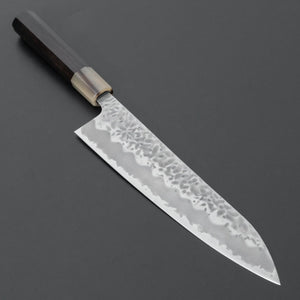 Hitohira Futana White 1 Migaki Tsuchime Gyuto 210mm Ebony Handle - Tetogi