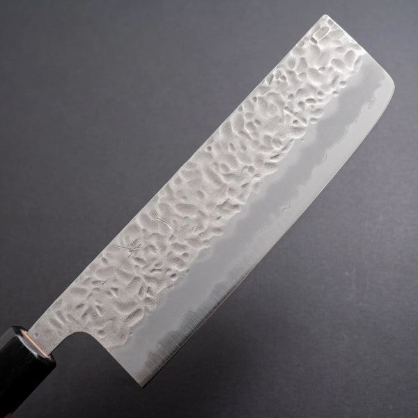 Hitohira Futana White #1 Migaki Tsuchime Nakiri 165mm Walnut Handle - Tetogi