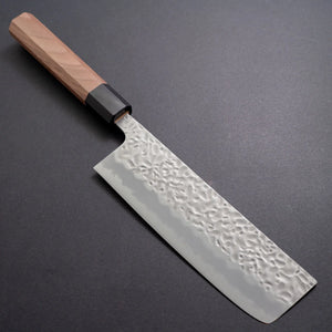 Hitohira Futana White #1 Migaki Tsuchime Nakiri 165mm Walnut Handle - Tetogi