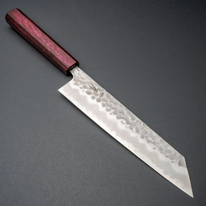 Hitohira Futana White 2 Migaki Tsuchime Kiritsuke Gyuto 210mm Oak Handle (Purple) - Tetogi