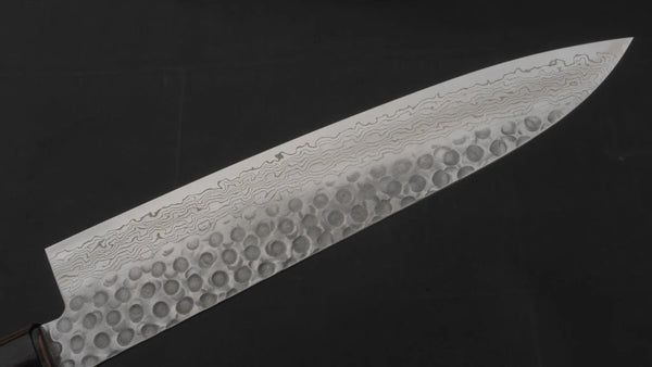 Hitohira HG Tsuchime Damascus Gyuto 210mm Cherry Wood Handle - Tetogi
