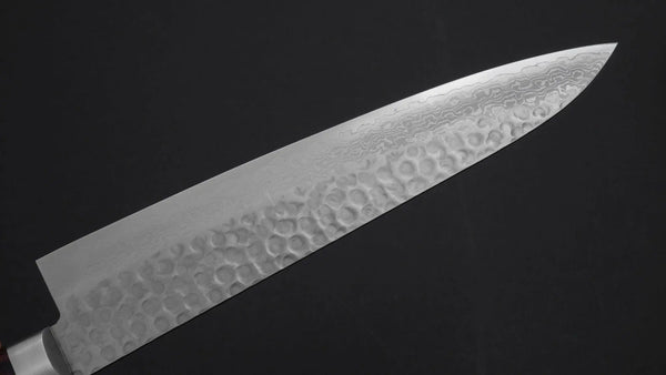 Hitohira HG Tsuchime Damascus Gyuto 240mm Imitation Mahogany Handle - Tetogi