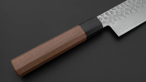 Hitohira HG Tsuchime Damascus Nakiri Walnut Handle - Tetogi