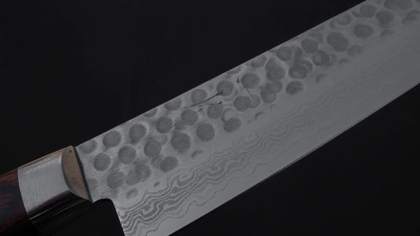 Hitohira HG Tsuchime Damascus Petty 140mm Imitation Mahogany Handle - Tetogi