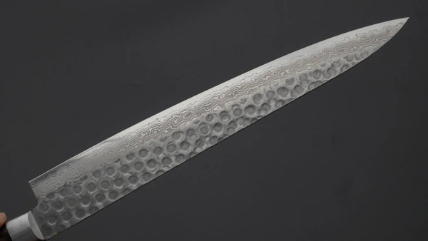 Hitohira HG Tsuchime Damascus Sujihiki 240mm Imitation Mahogany Handle - Tetogi