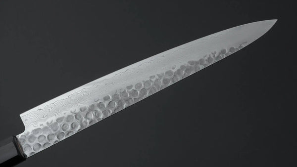 Hitohira HG Tsuchime Damascus Sujihiki 240mm Walnut Handle - Tetogi