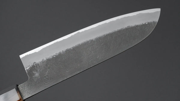 Hitohira Hinode Nashiji White 2 Stainless Clad Santoku 180mm Ebony Handle - Tetogi