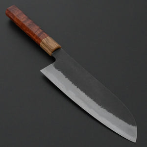 Hitohira Hinode Nashiji White 2 Stainless Clad Santoku 180mm Wood Handle - Tetogi